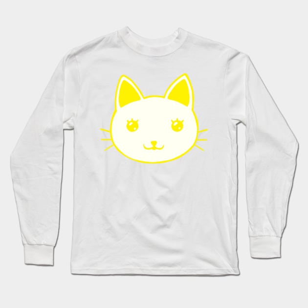 Kitty Yellow Long Sleeve T-Shirt by asteltainn